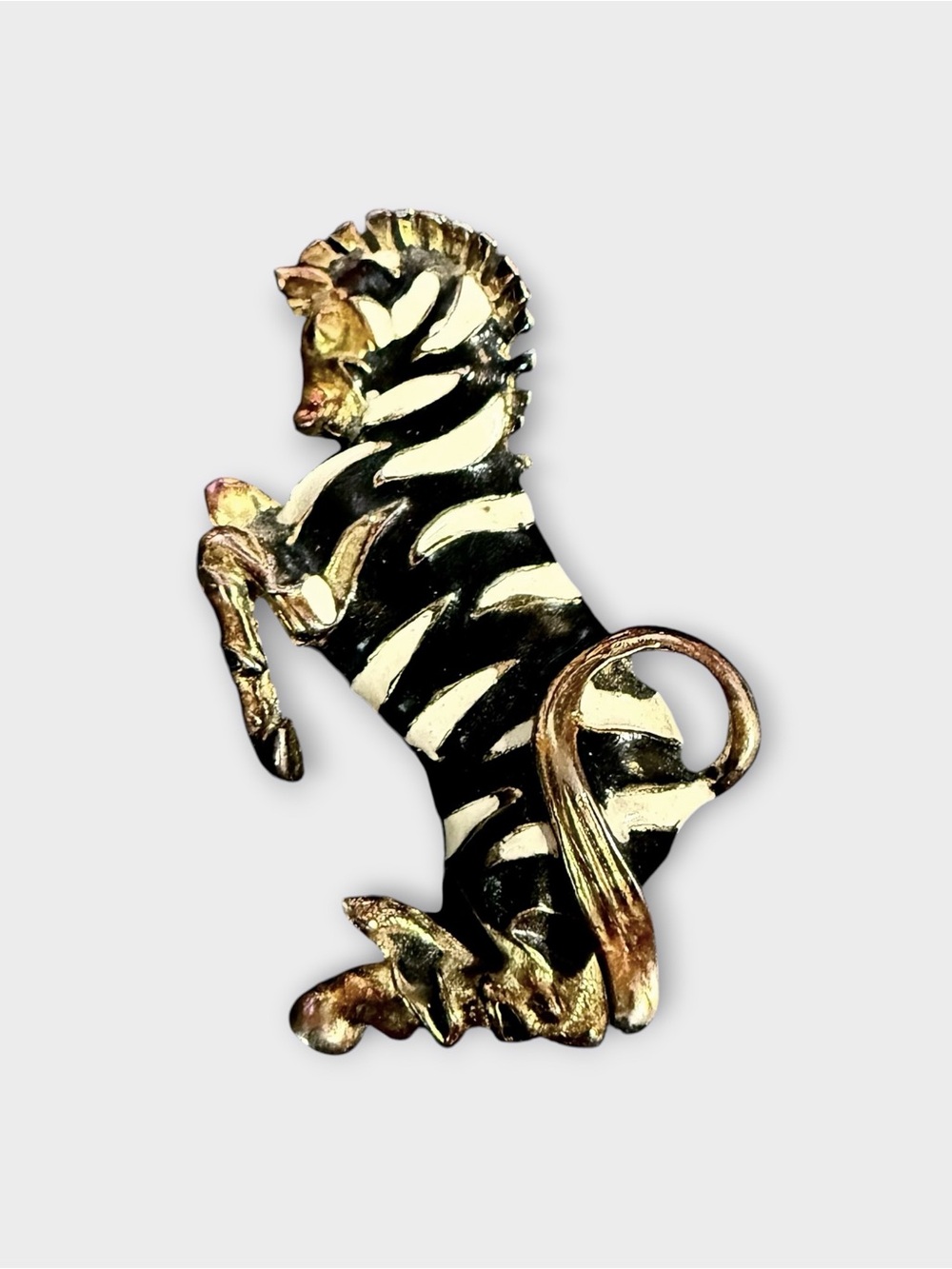 Vintage Zebra Gold Black and White Pin